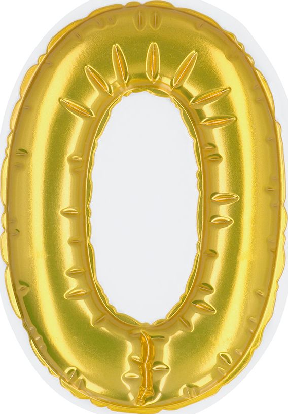 Gouden Folieballon Verjaardag Sticker "0"