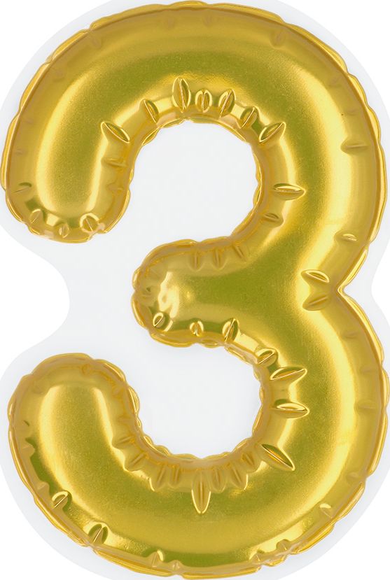 Gouden Folieballon Verjaardag Sticker "3"