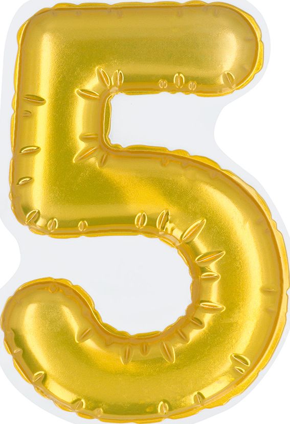 Gouden Folieballon Verjaardag Sticker "5"