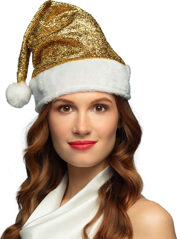 Gouden Glitter Kerstmuts
