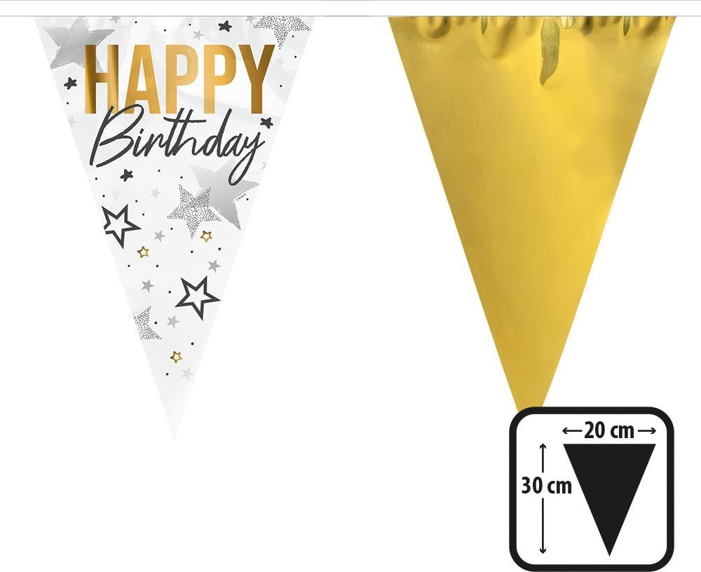 Gouden Happy Birthday Vlaggenlijn