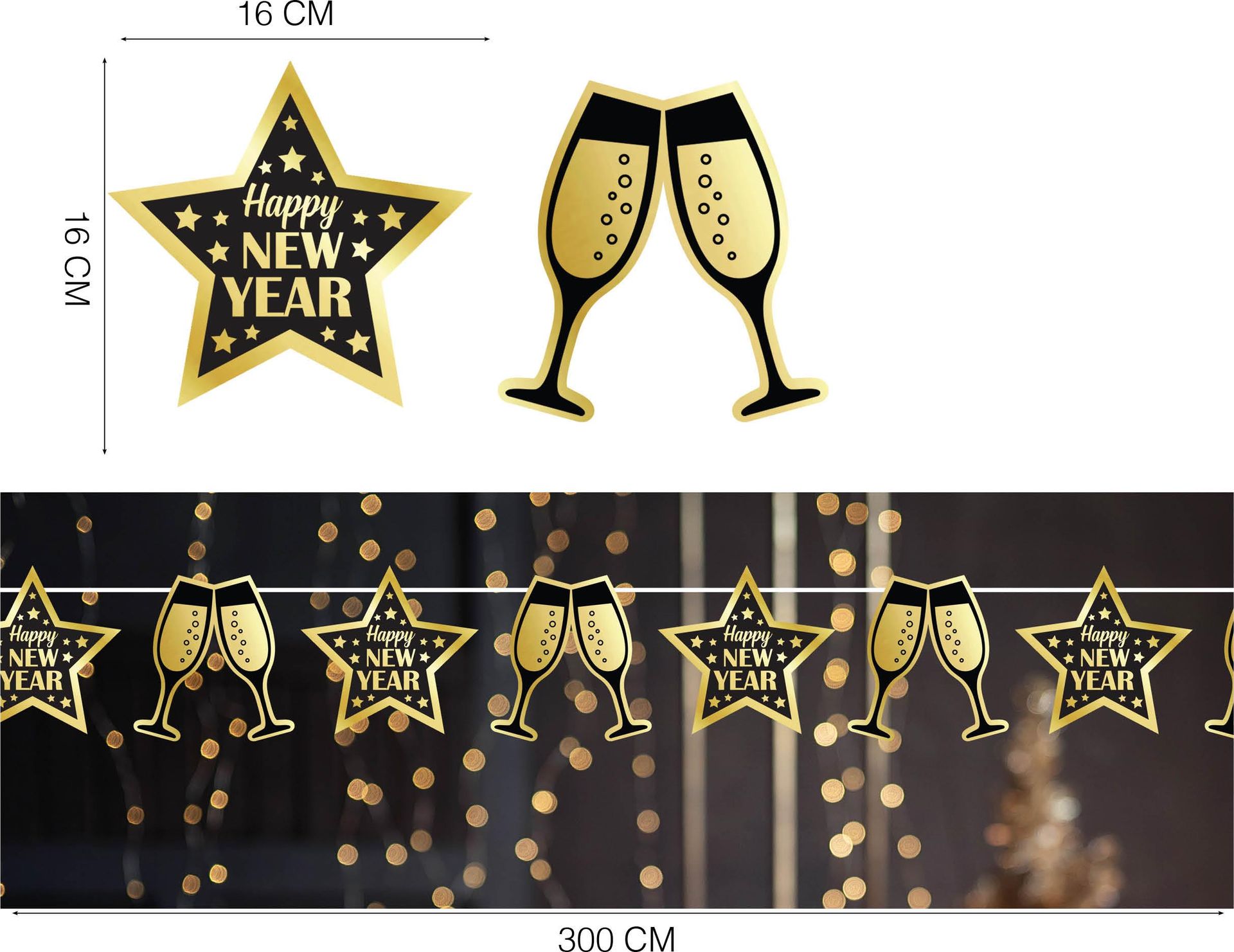 Gouden Happy New Year Hanger Slinger