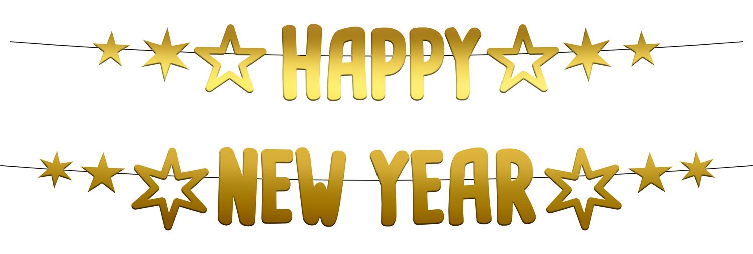 Gouden Happy New Year letterslingers