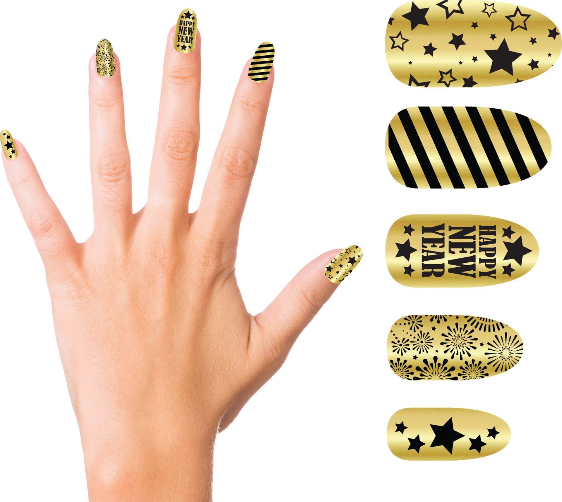 Gouden Happy New Year Nepnagels