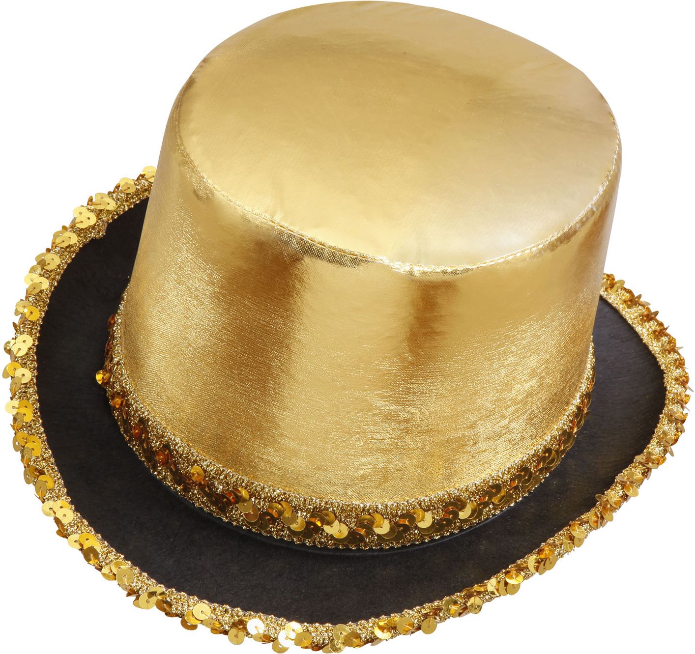 Gouden Hoge Hoed met Pailletten Rand