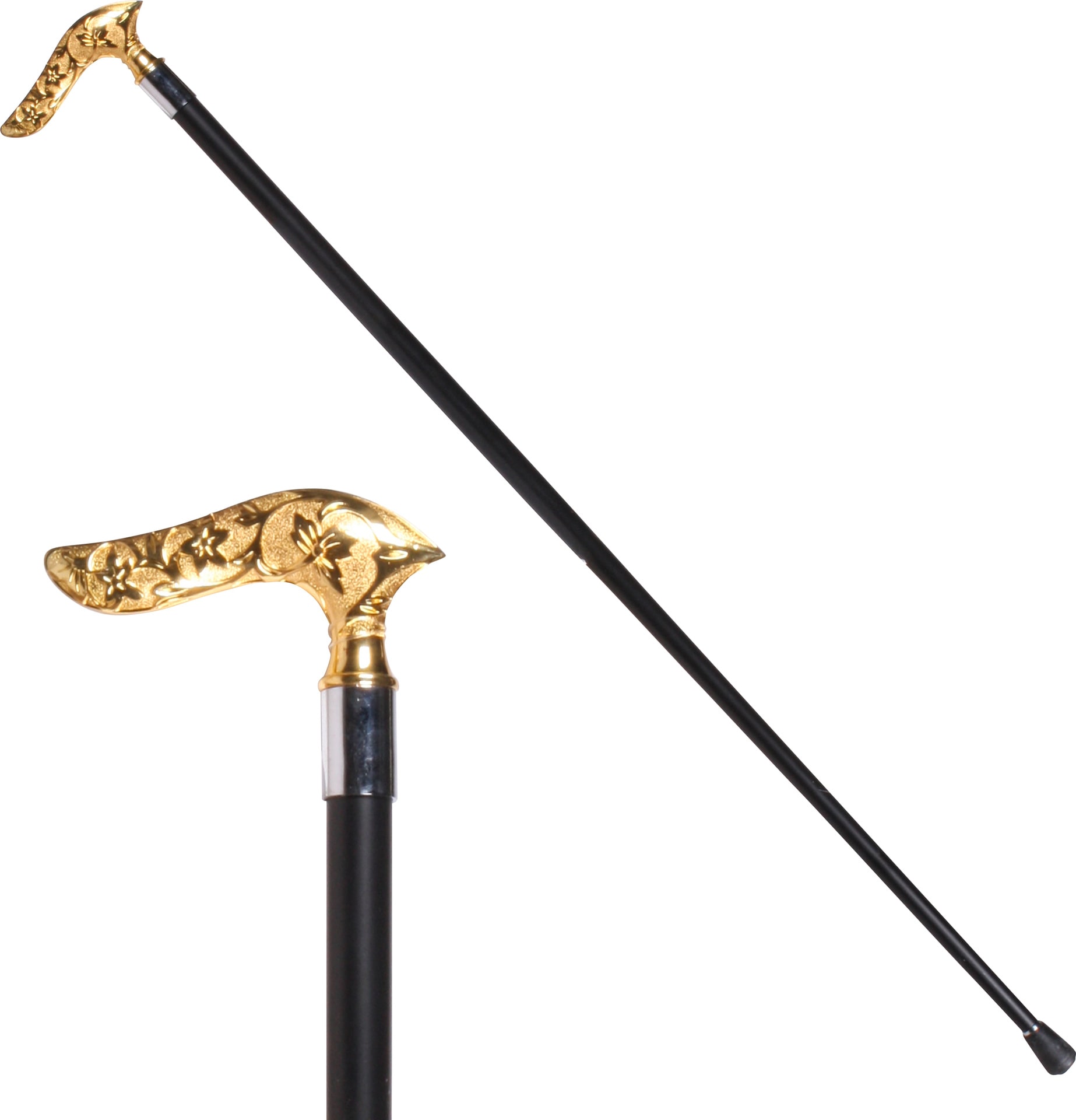 Gouden Houten Wandelstok Amadeus met Metalen Knop