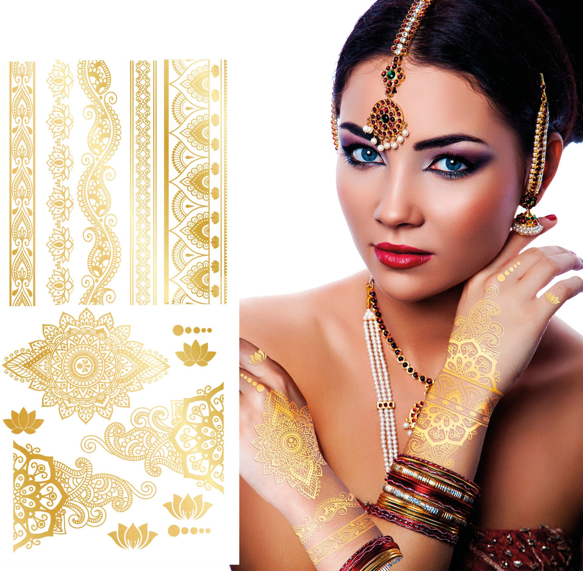 Gouden Indiaase Plak Tattoo's