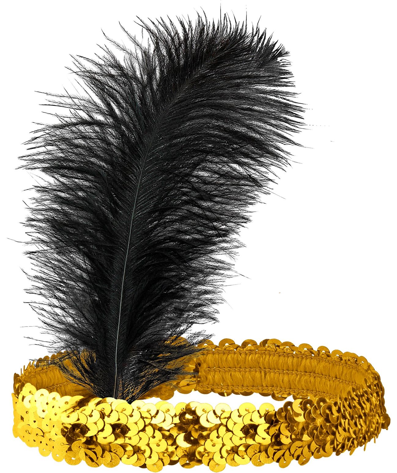 Gouden Jaren 20 Pailletten Hoofdband met Veer