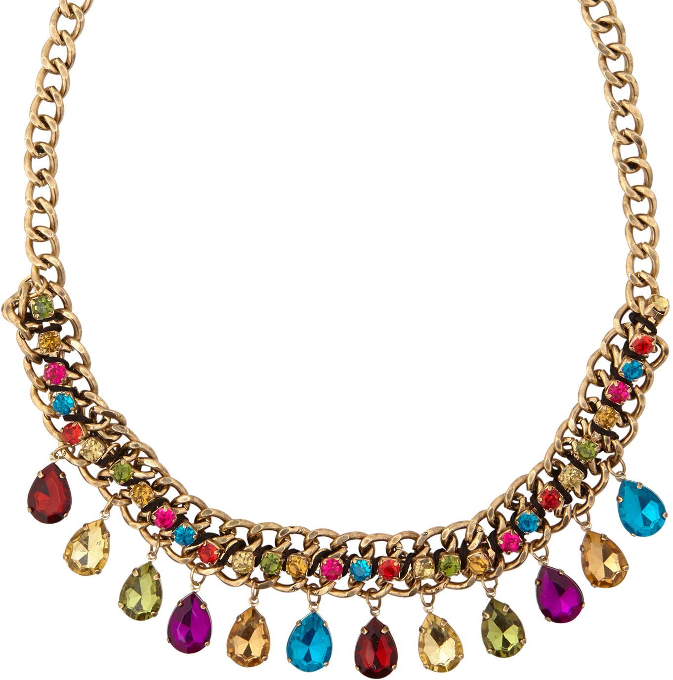 Gouden Ketting met Gekleurde Juwelen