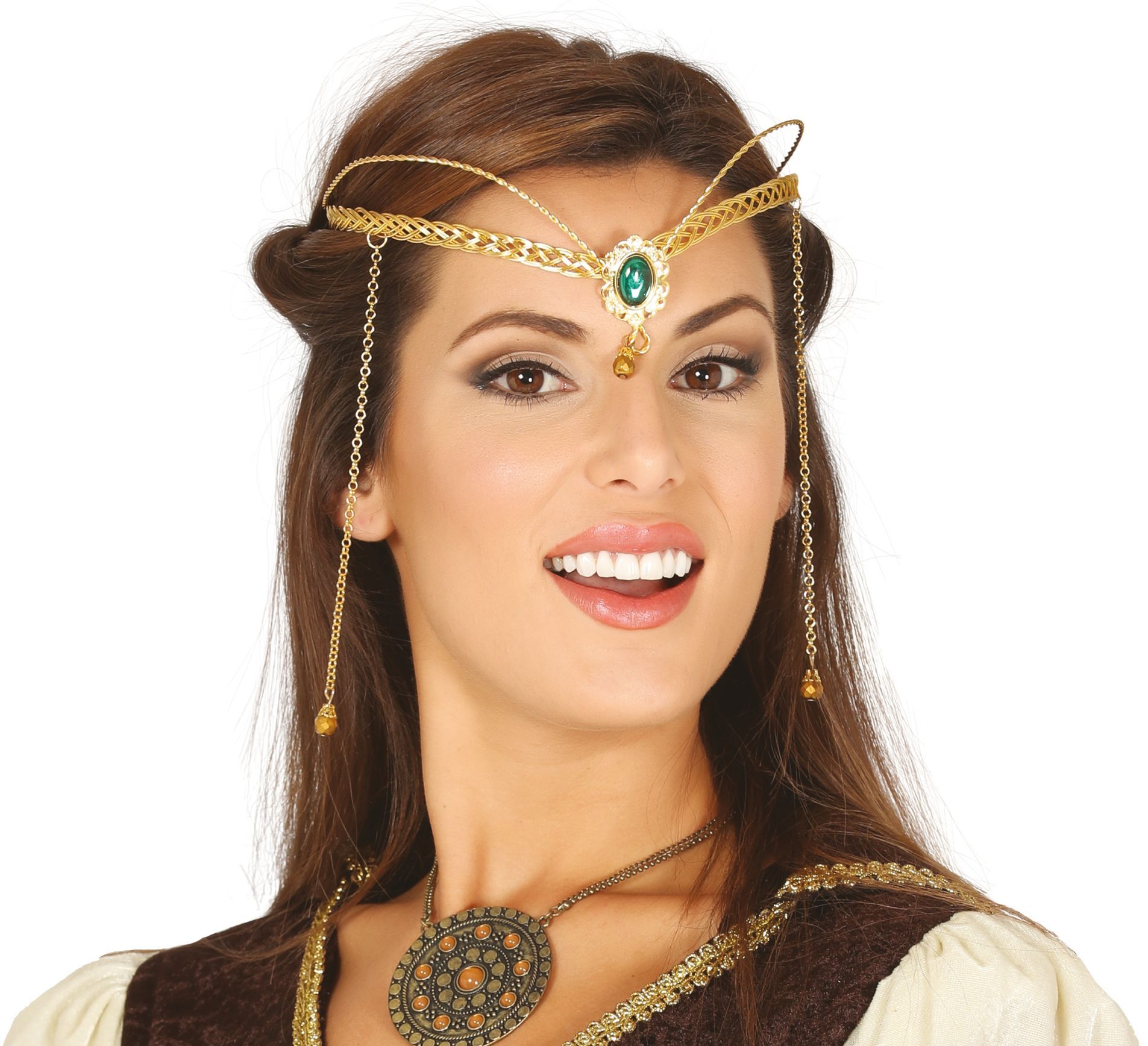 Gouden middeleeuwse hoofdband met steen