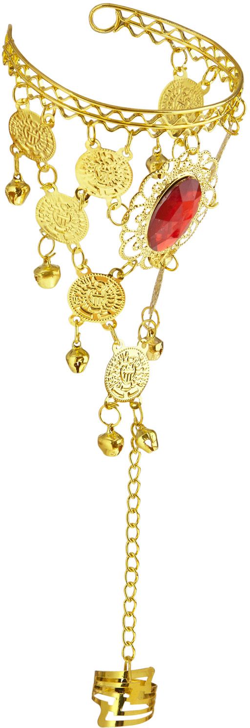 Gouden Muntjes Vingerhandschoen met Juweel