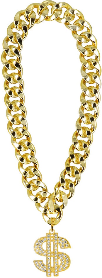 Gouden Nep Dollarketting met Diamanten