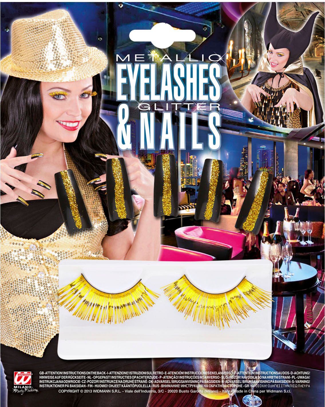 Gouden Oogwimpers met Glitternagels