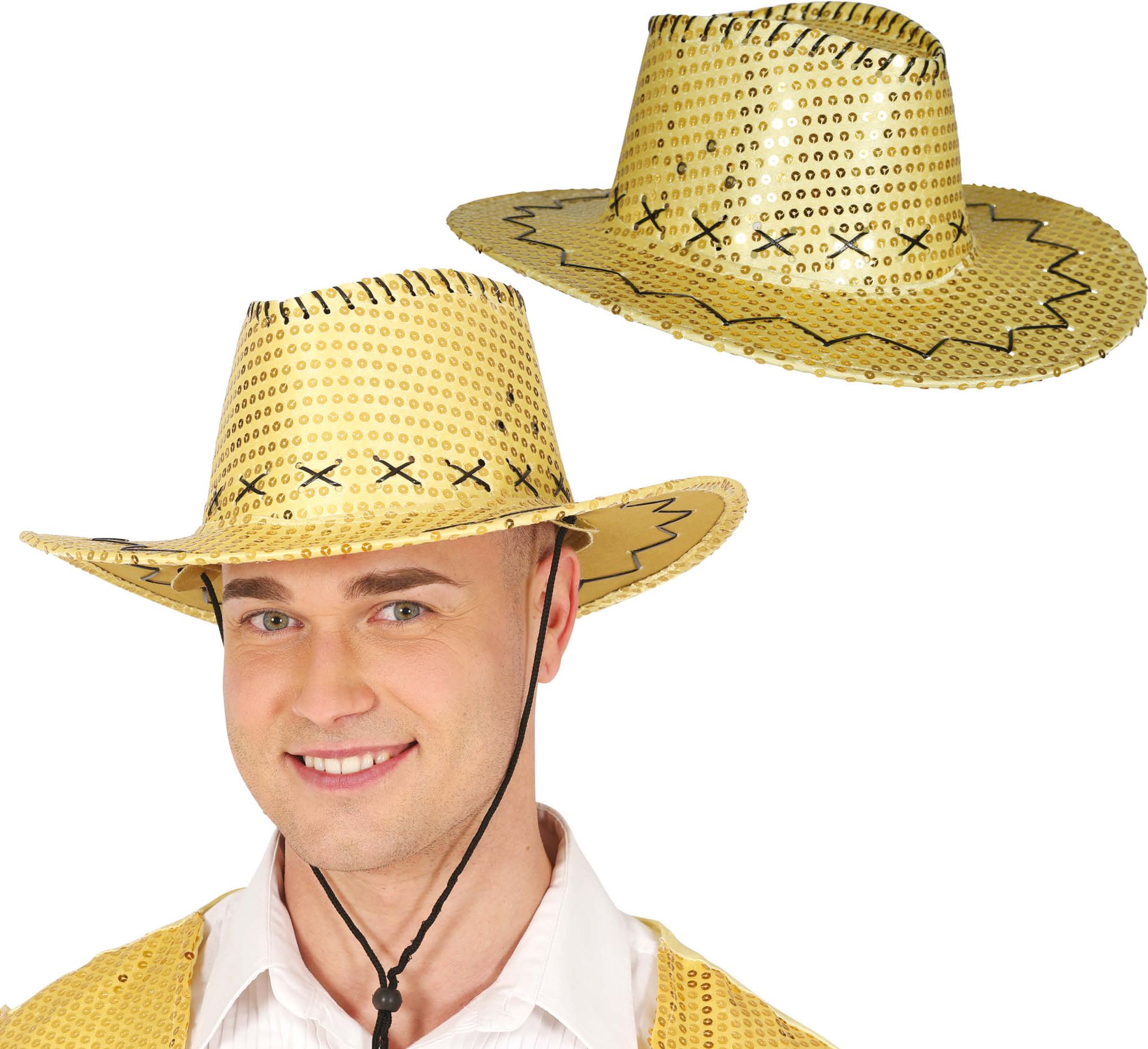 Gouden Pailletten Cowboyhoed Volwassenen