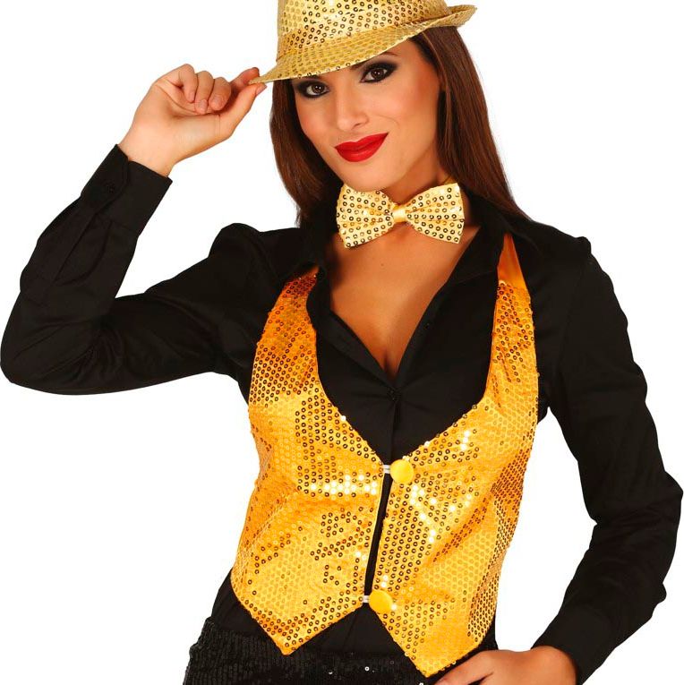 Gouden Pailletten Gilet Dames