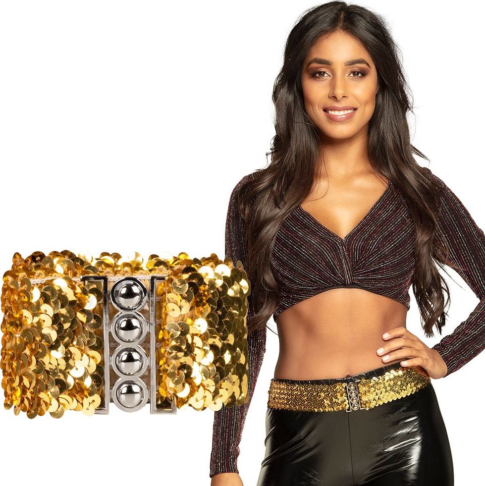 Gouden Pailletten Riem Stretch