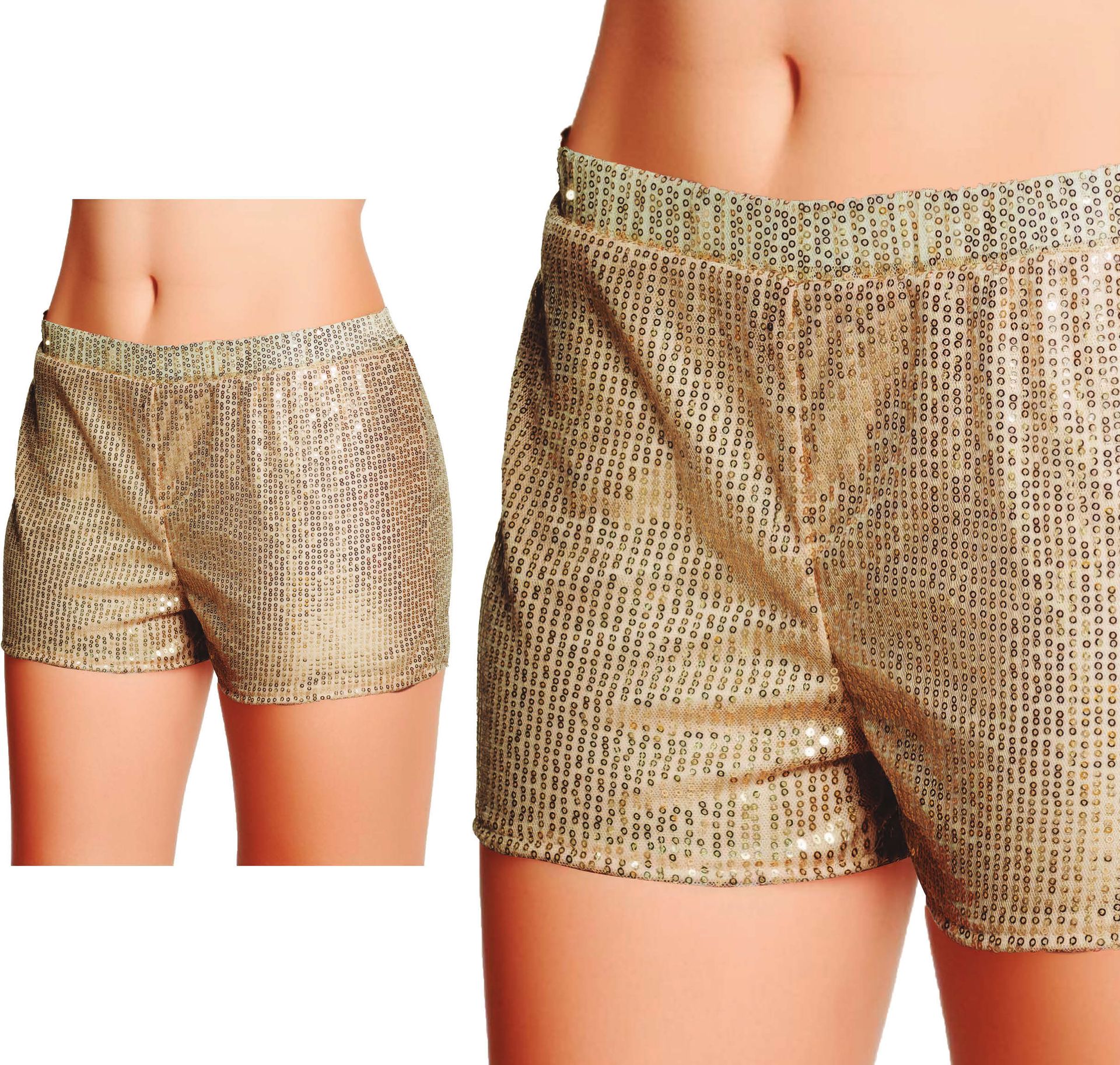 Gouden Pailletten Shorts 70's Look Dames