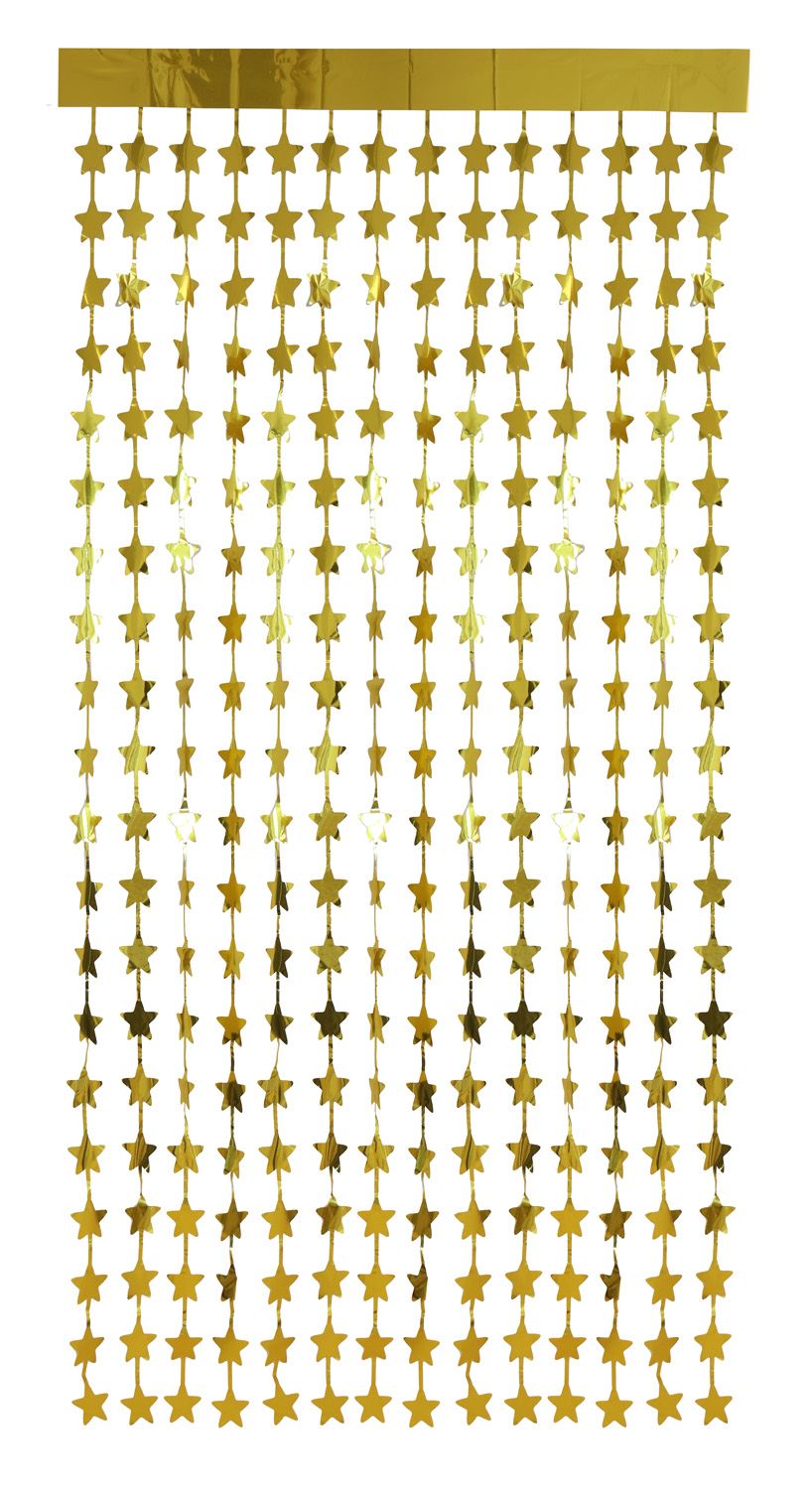 Gouden sterren foliegordijn 200cm