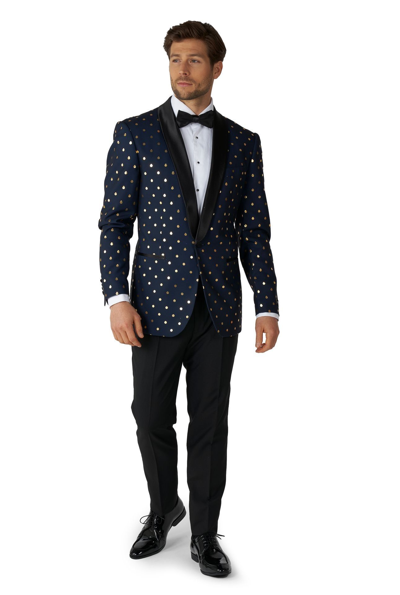 Gouden Stippen Opposuits Gala Kostuum