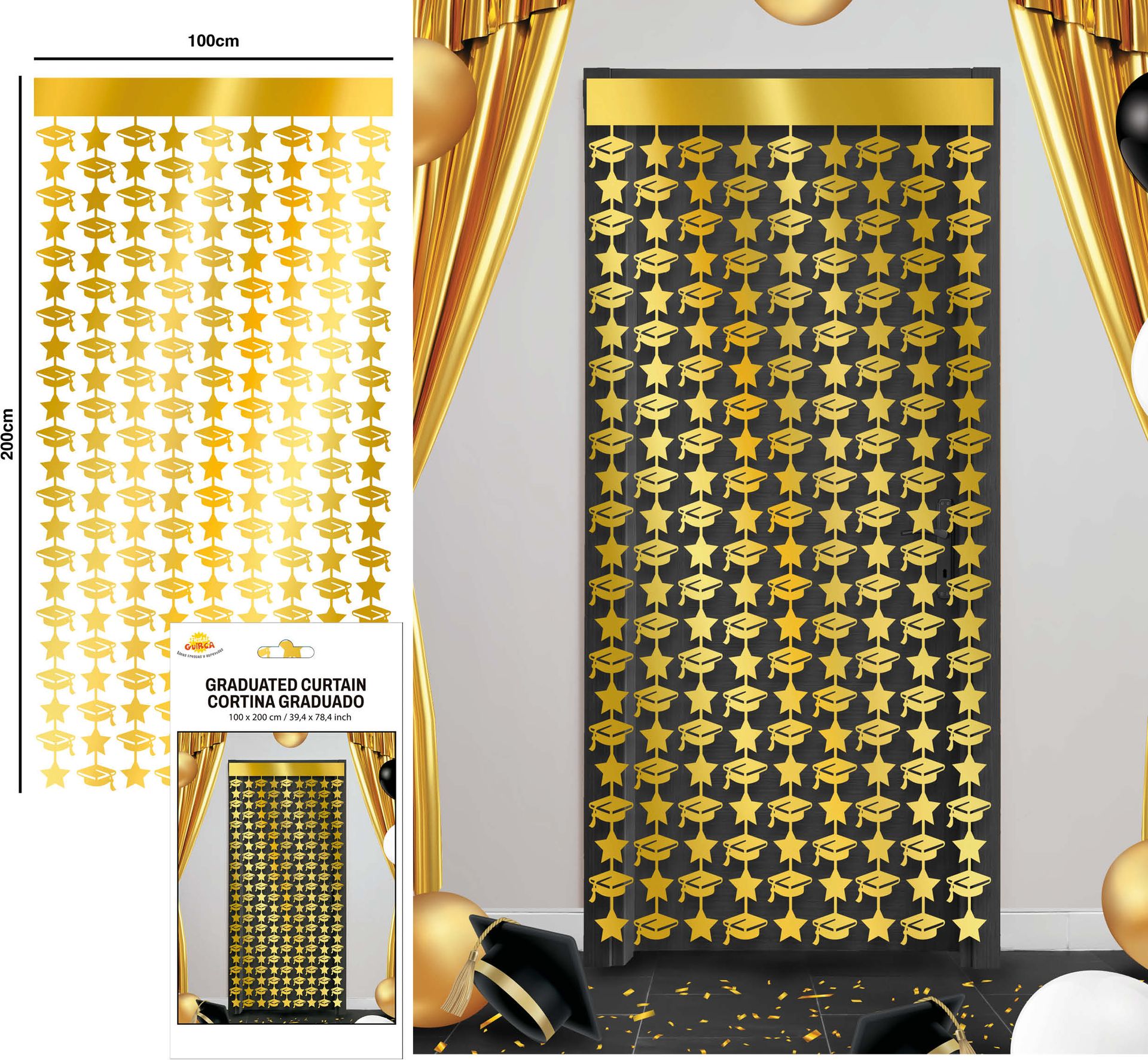 Gouden Tinsel Gordijn Geslaagd