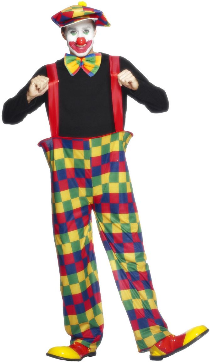 Grappige geblokte clowns outfit