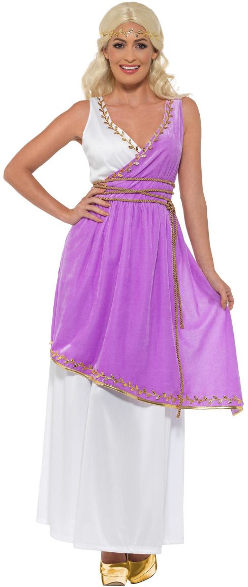 Griekse Godinnen Jurk Wit Paars