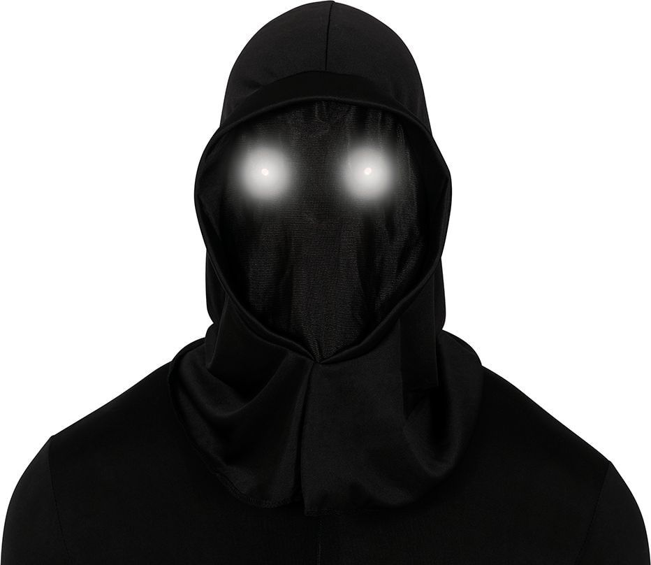 Griezelig Zwart Masker met Led Ogen Volwassenen