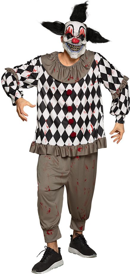 Griezelige halloween scary clown kostuum