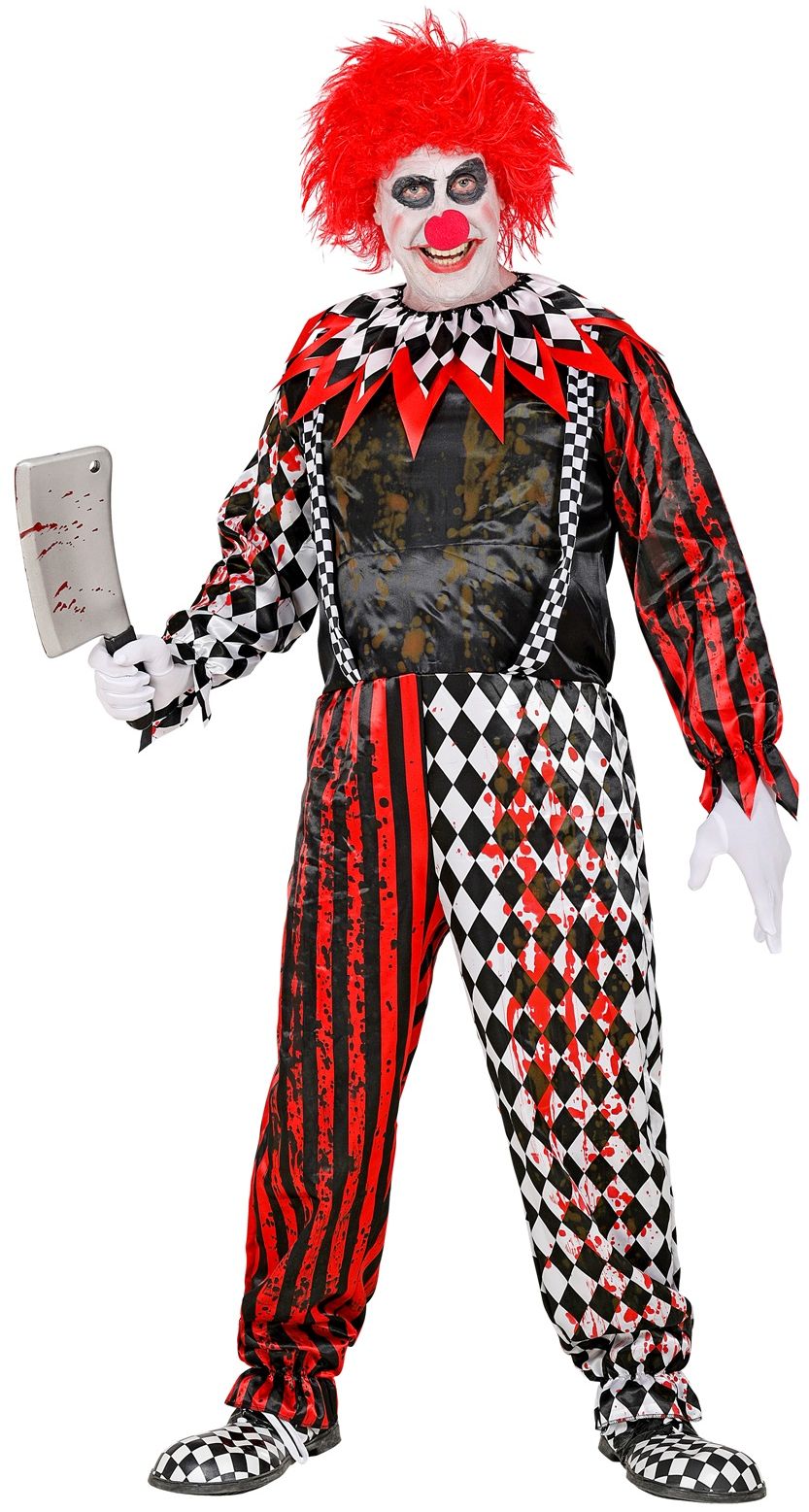 Griezelige horror clown kostuum man