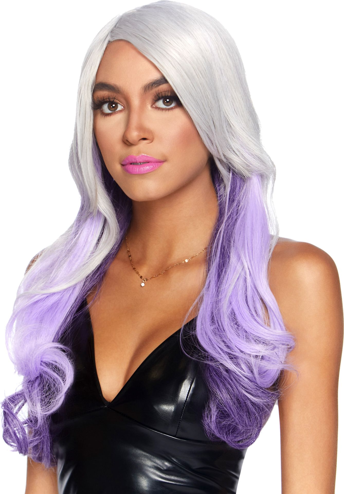 Grijs Paarse Krullen Pruik