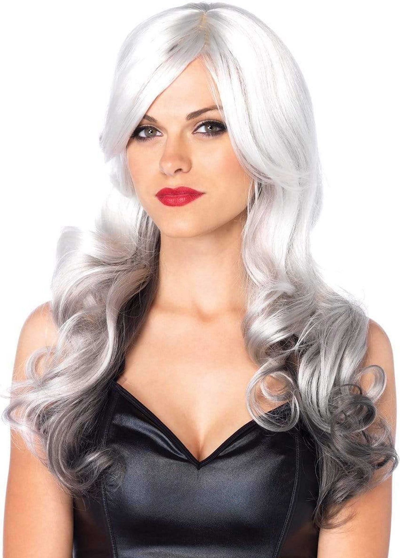 Grijs Zwarte Krullen Pruik