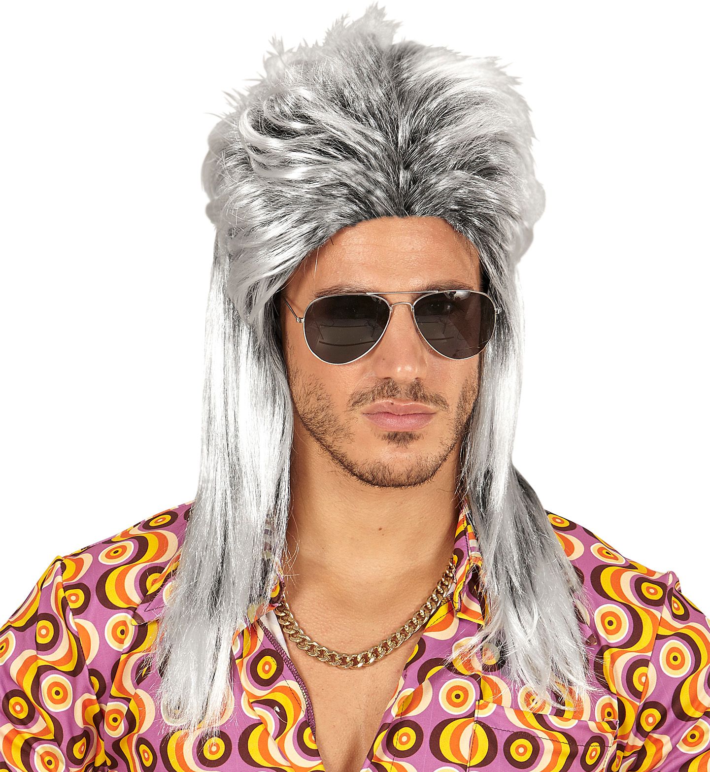 Grijze 80's Pruik