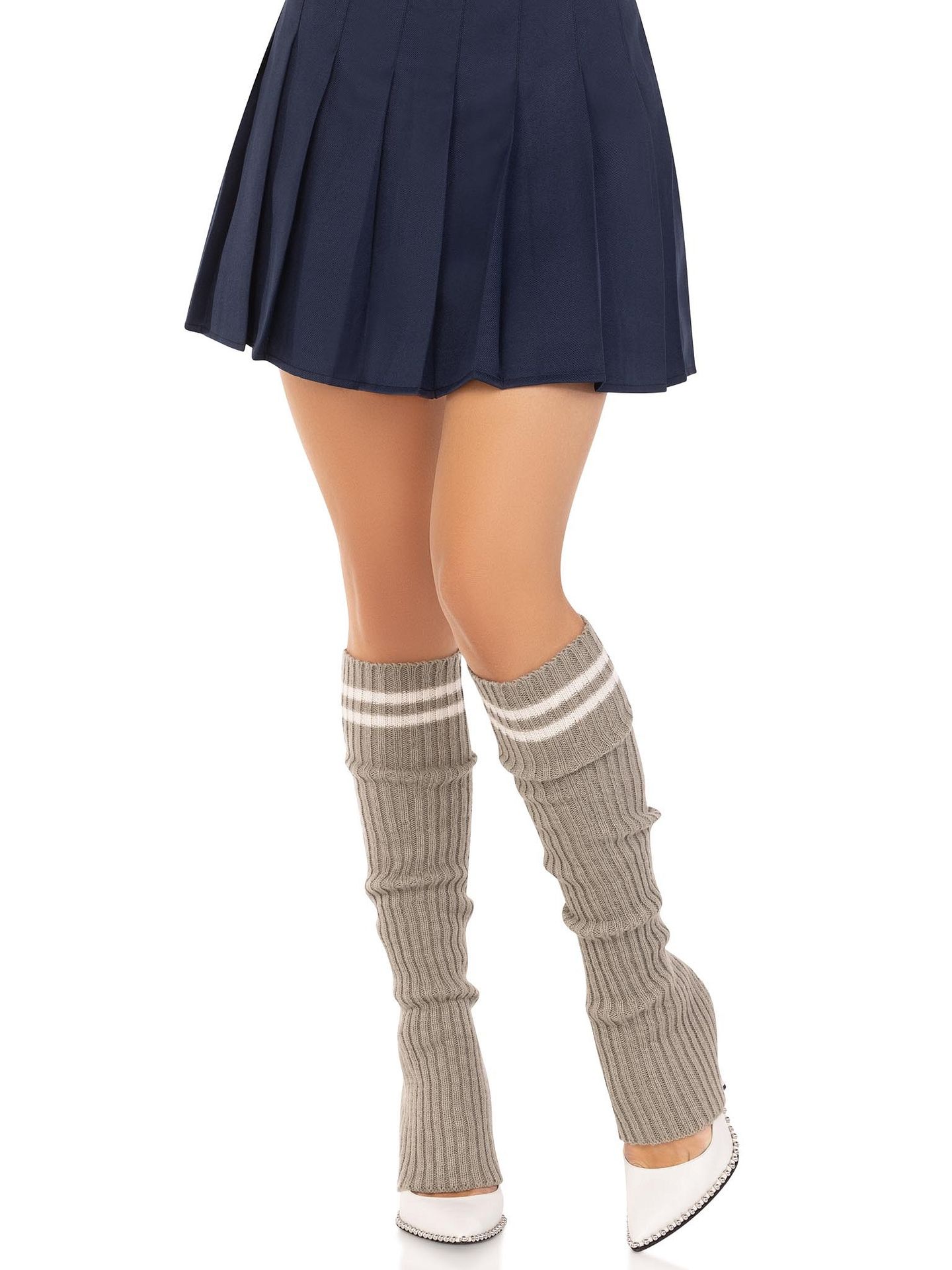 Grijze Beenwarmers met Strepen