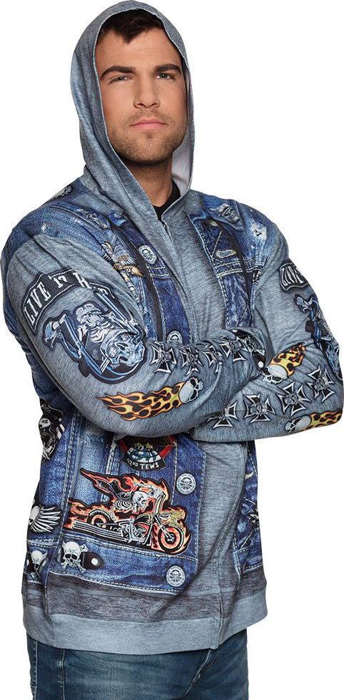 Grijze Biker Hoodie Heren