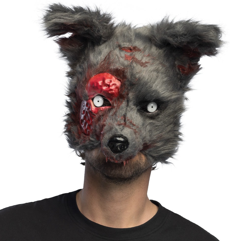 Grijze Bloederige Weerwolf Masker Halloween