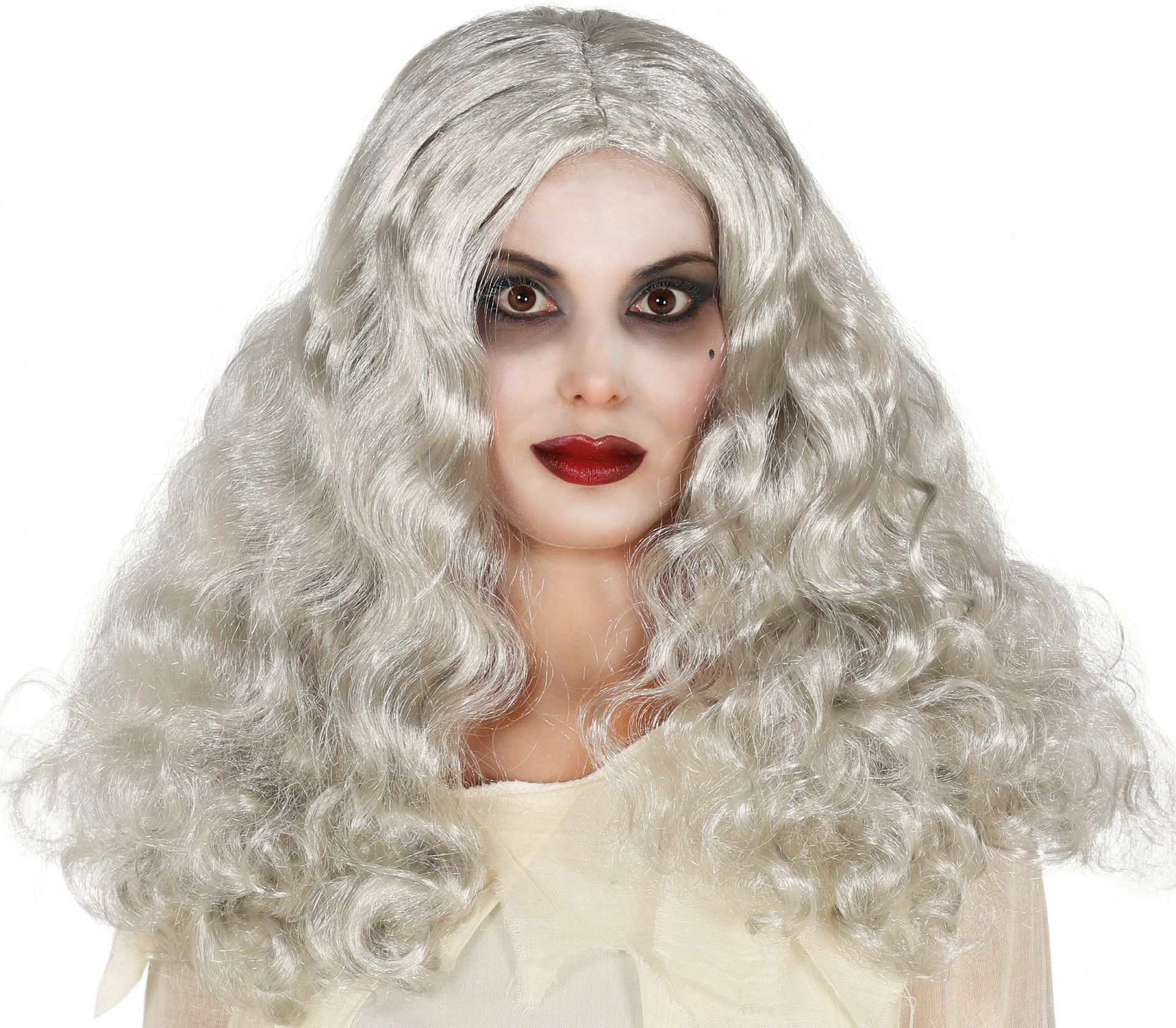 Grijze Blonde Krullen Pruik