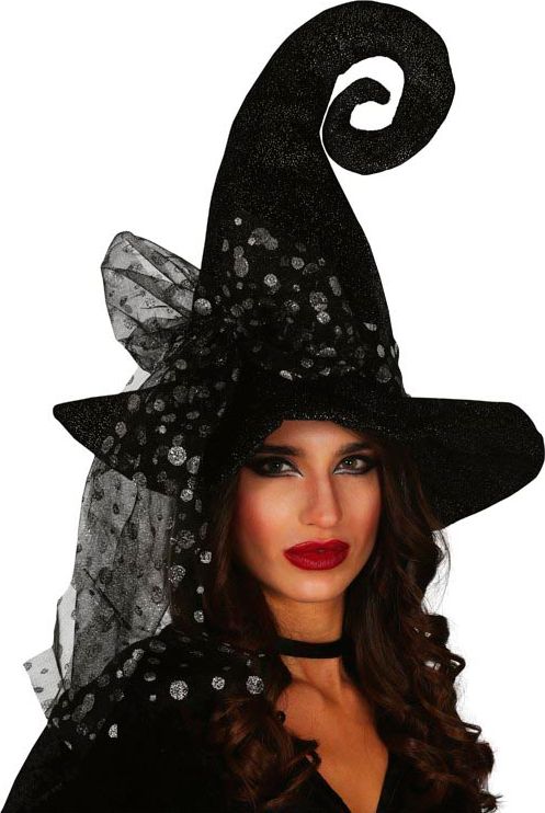 Grijze Glitter Heksenhoed