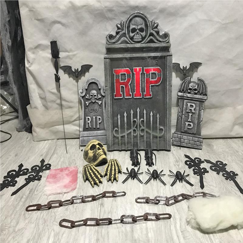 Grijze Grafstenen Set 23-delig Halloween Decoratie