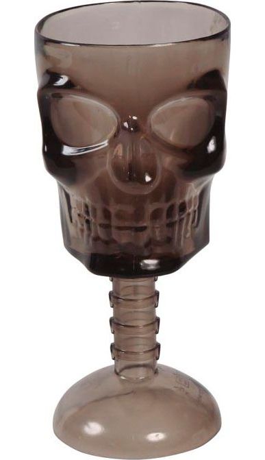 Grijze Halloween Doodshoofd Glas 18cm