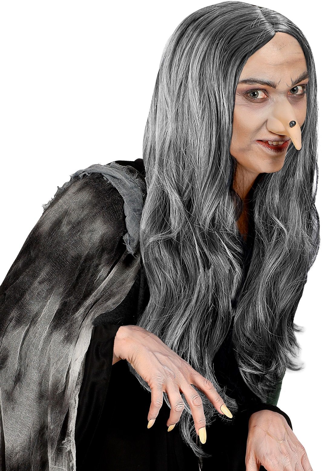 Grijze Heksen Pruik
