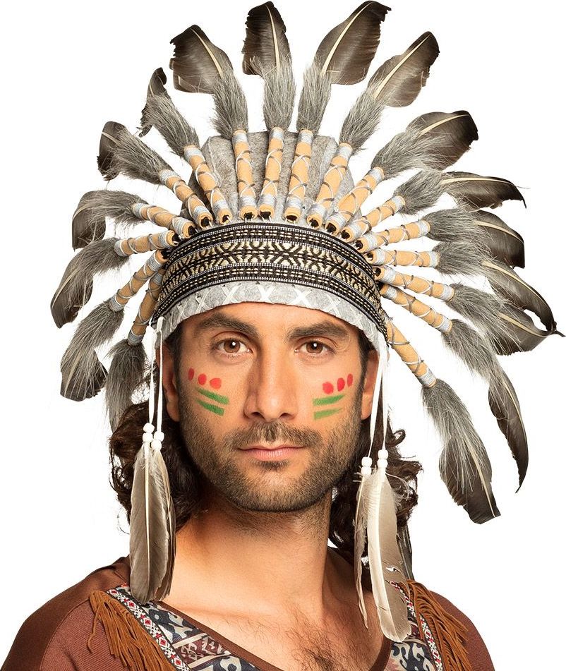 Grijze Indianen Tooi met Veren