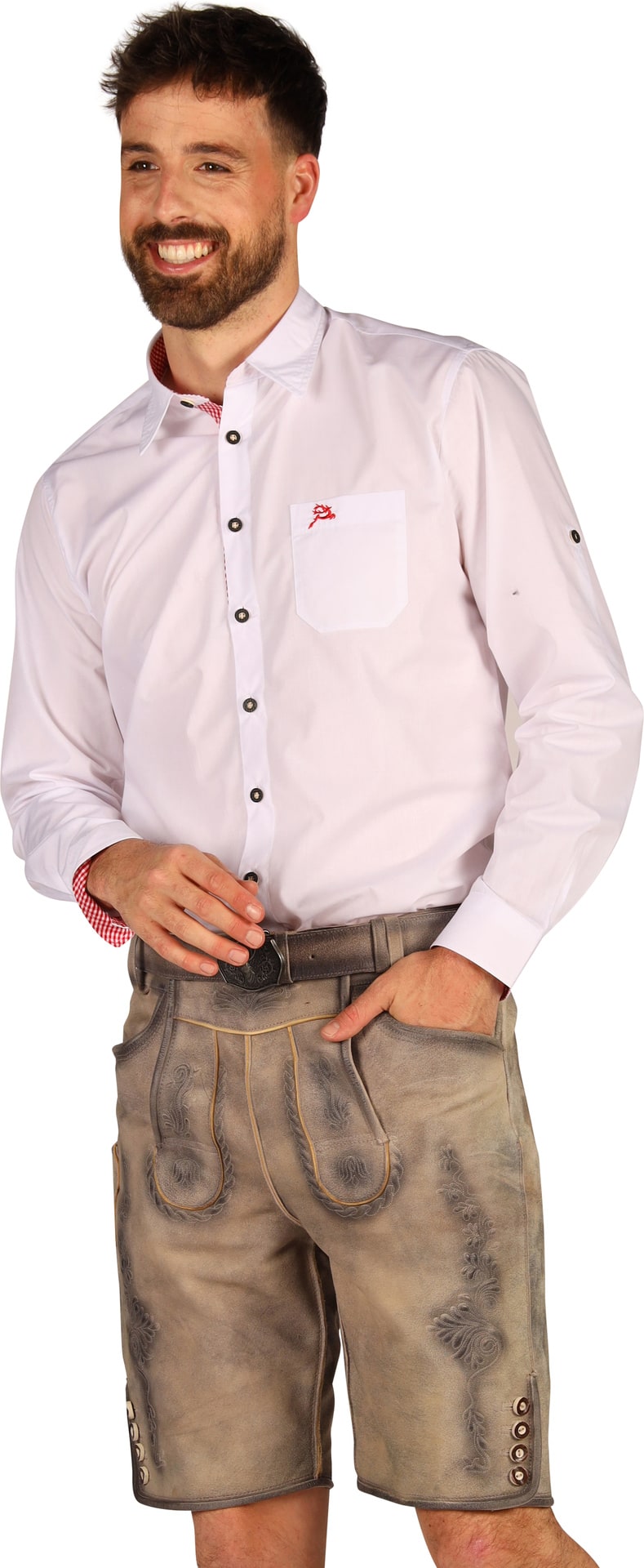 Grijze Leren Lederhose Oktoberfest Heren