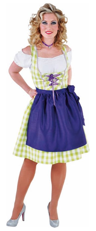 Groen Geblokte Oktoberfest Dirndl Dames