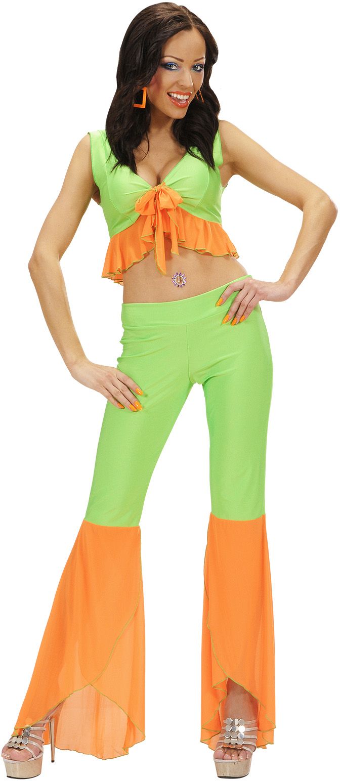 Groen-oranje samba top en broek