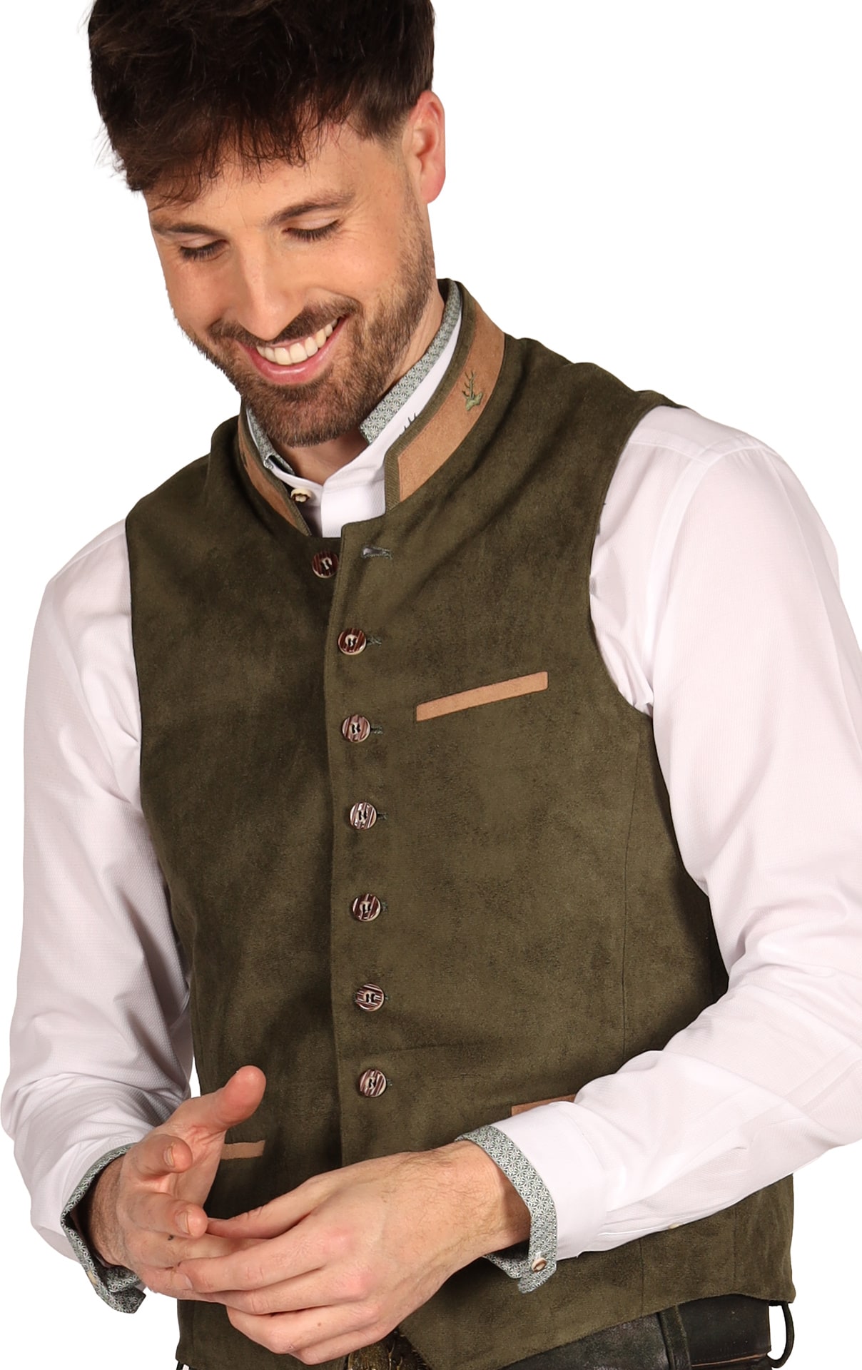 Groen Tiroler Vest Suède Heren Oktoberfest