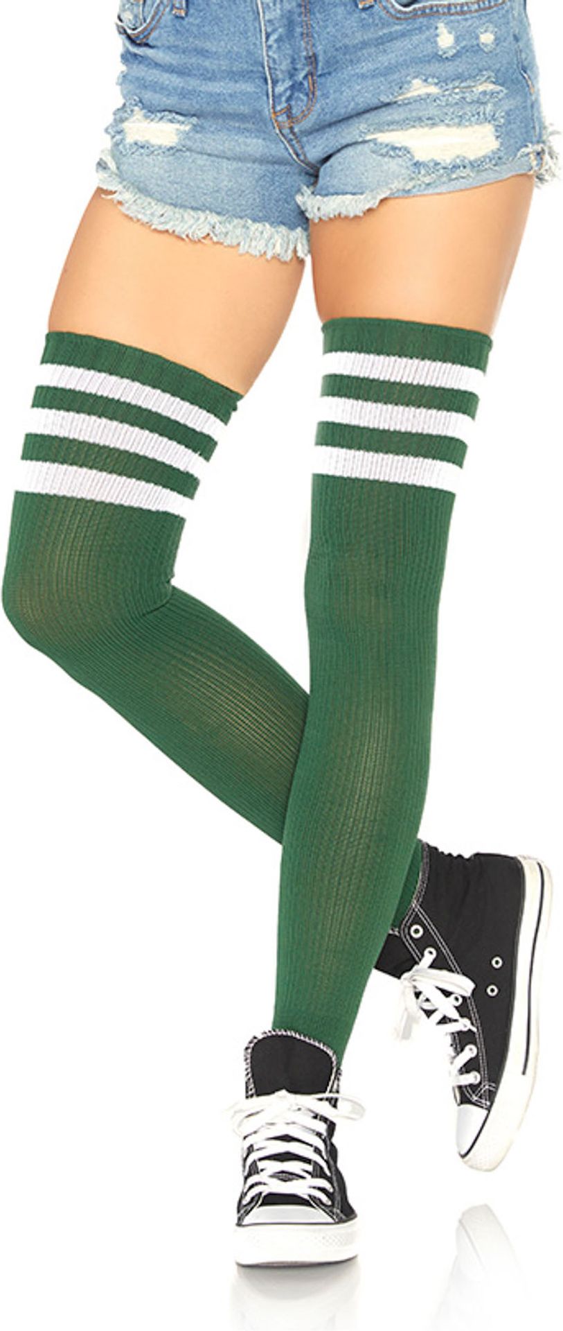 Groene atleetsokken met strepen