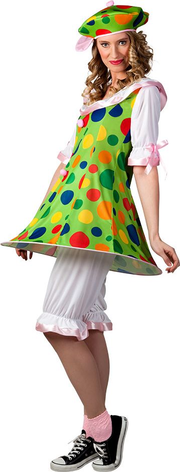 Groene clown Fiesta kostuum dames