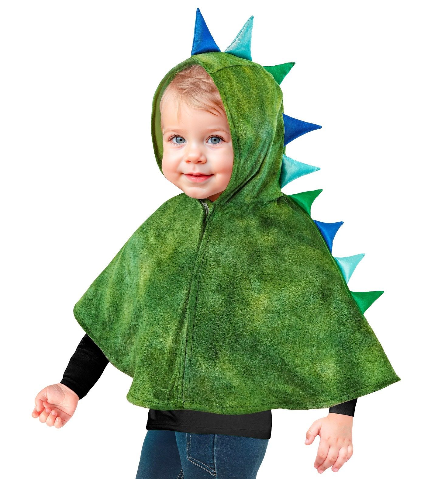 Groene Dino Poncho Cape met Capuchon Kinderen 98 cm