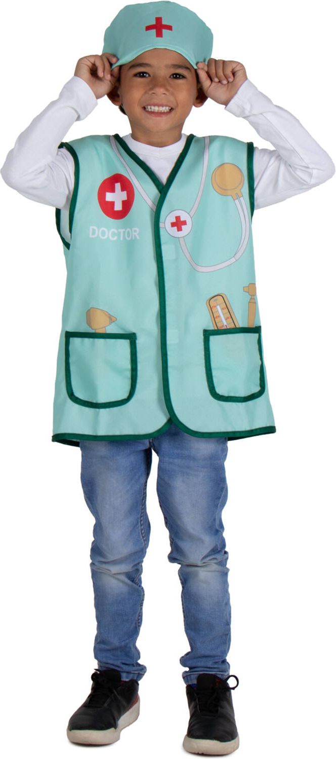 Groene Dokter vest met muts Jongens Meisjes