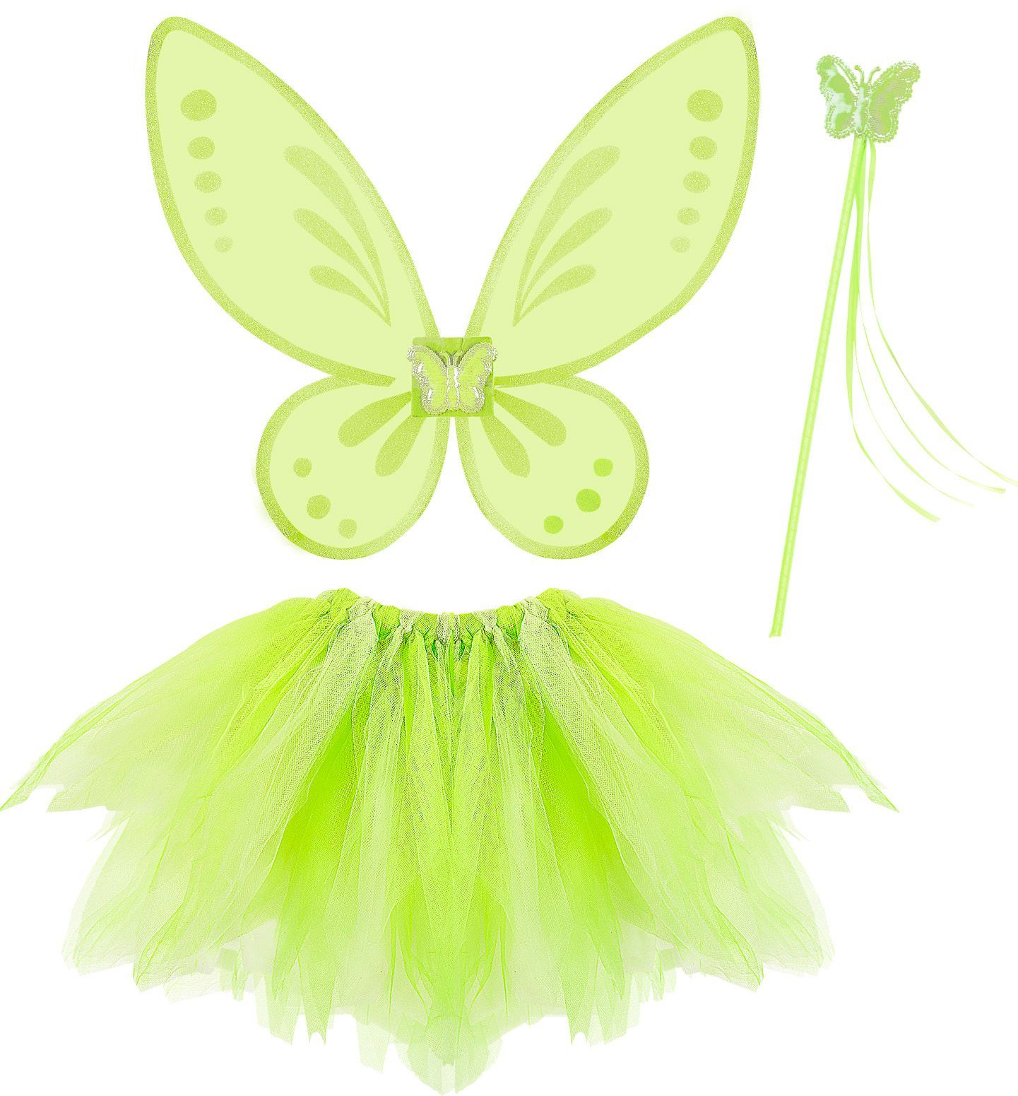 Groene Feeën Vleugels met Tutu en Toverstaf